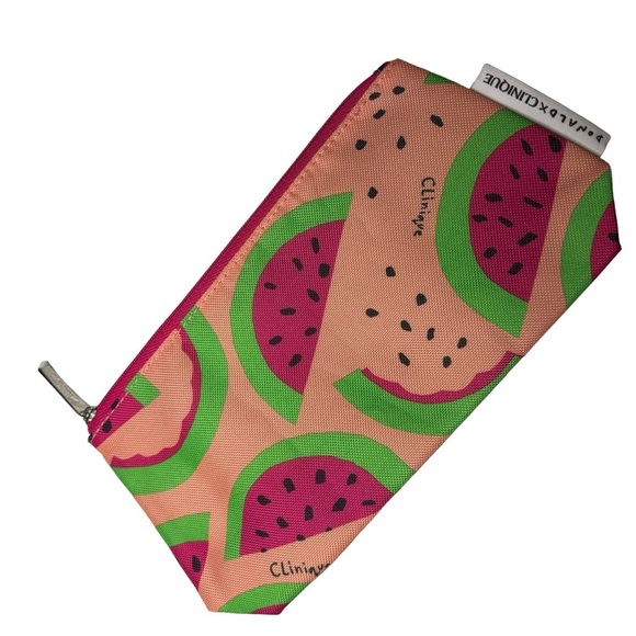 Clinique + David Cosmetic Bag/Pouch-Pink/Green Watermelon NEW - Picture 3 of 9